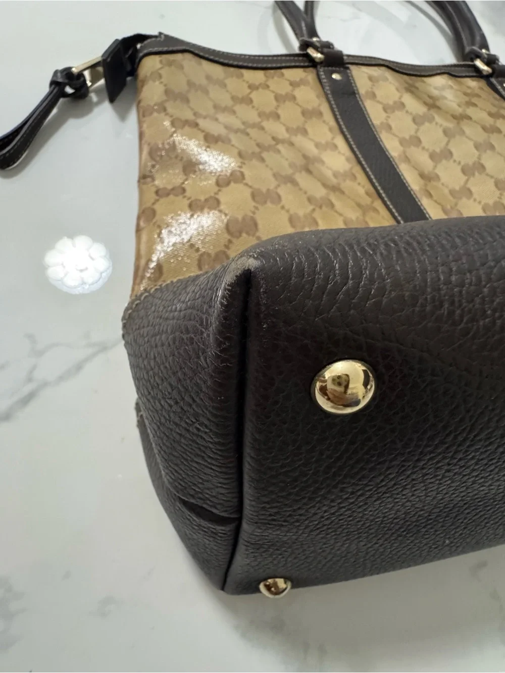 Gucci Beige/Brown Monogram Travel Weekender Bag